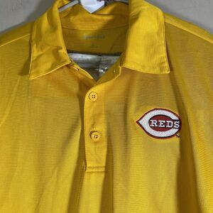 MLB Cincinnati Reds Polo Shirt Security Staff Mens Large Sport-Tek Yellow Golf